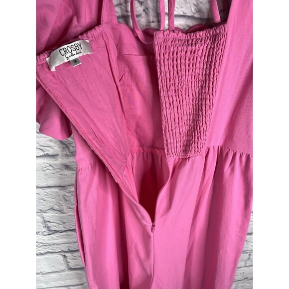 CROSBY MOLLIE BURCH Women's Pink Puff Sleeve Jumpsuit Medium - Picture 4 of 7